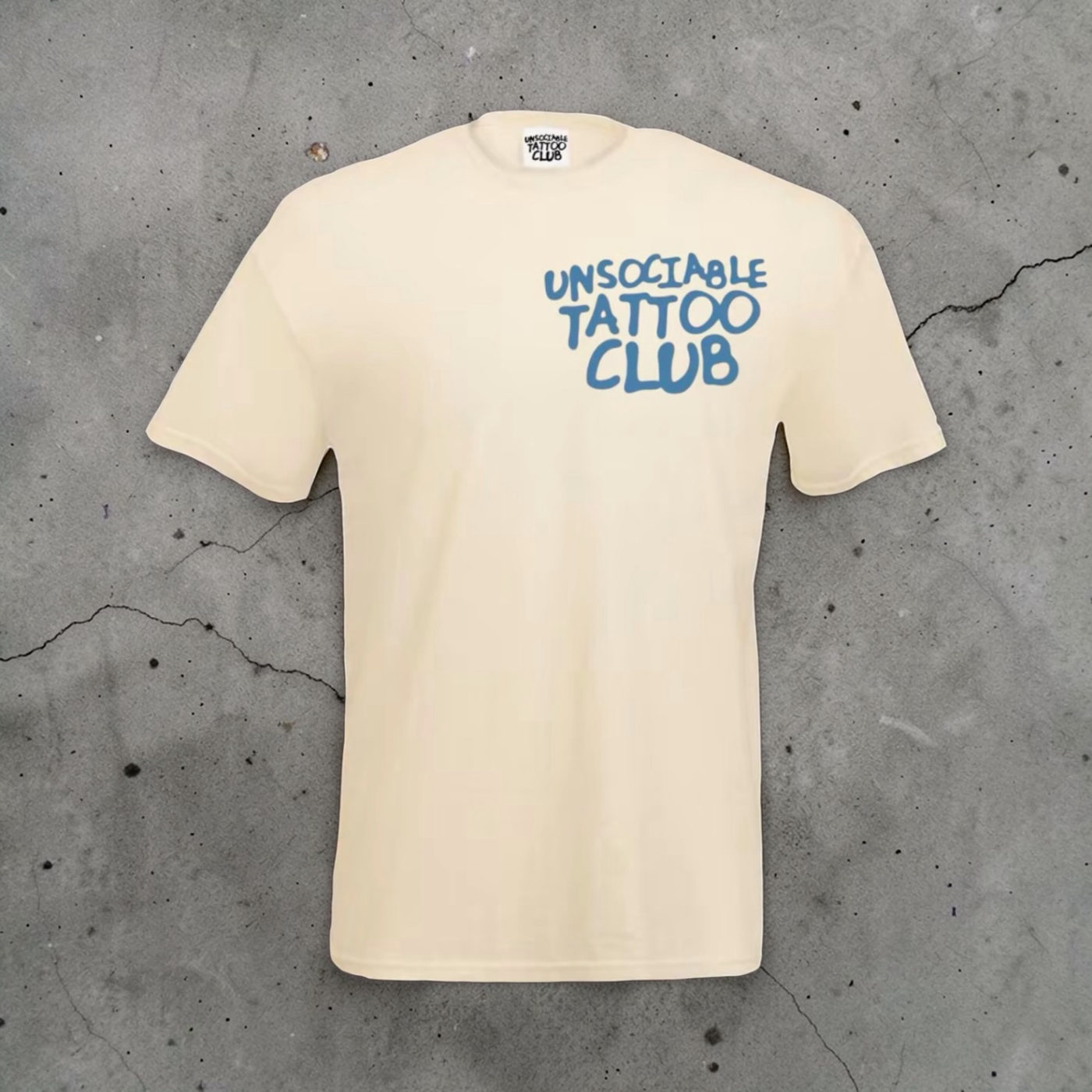 Club Tee — Cream / Sky Blue